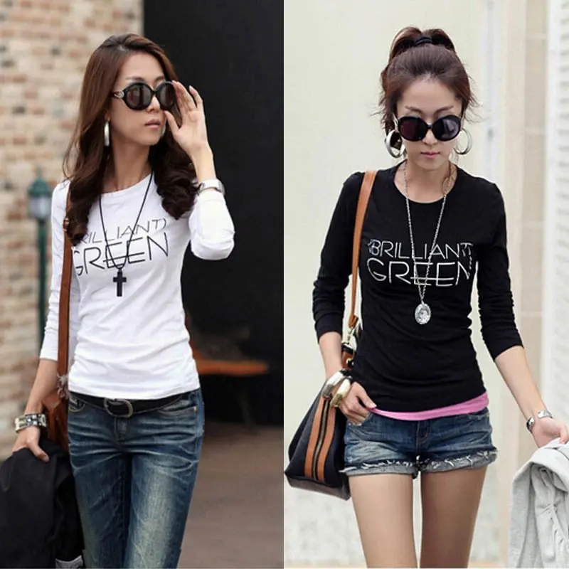 Blusas Femininas Fall Shirts Long Sleeve Women Bottoming Shirt Casual Letter Printed Tops Slim Tees 5