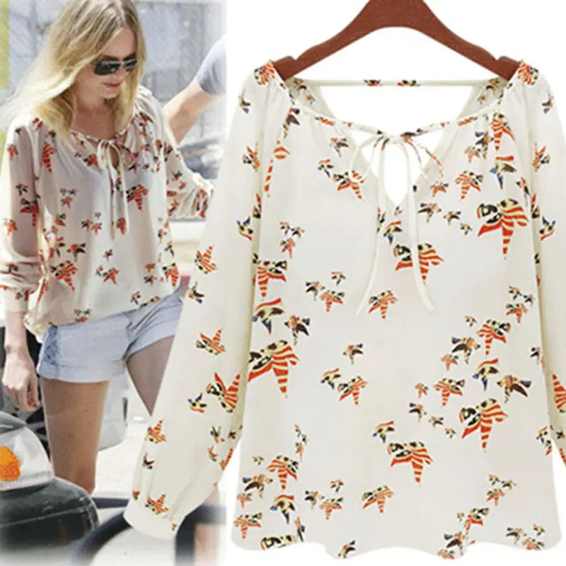 Blusas Femininas Women Tops And Blouses Chiffon Blouse Sexy Long Sleeve Floral Blusa Blouses Shirt Tops Feida 1
