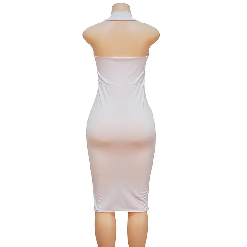 Bodycon Sexy Club Party Dresses Black White Sleeveless Soild Elegant Pencil Robe Vestidos De Festa 3