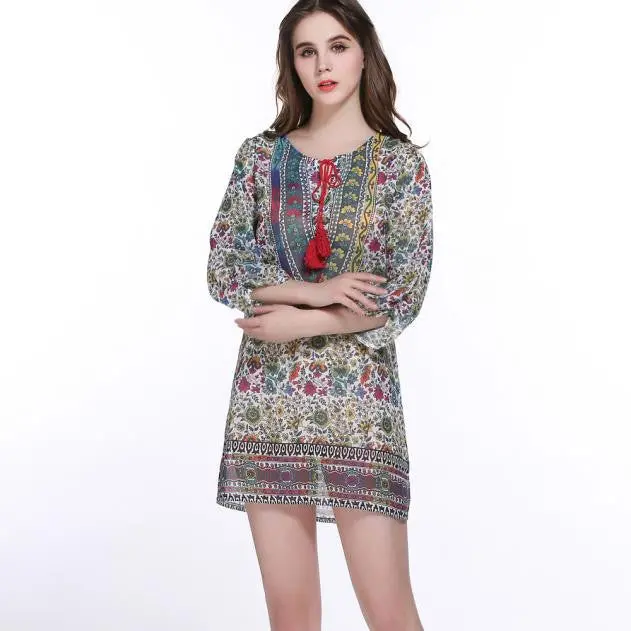 Bohemia Digital Printing Bathing Suit Swimwear Beach Dress Chiffon Dress Feida 3