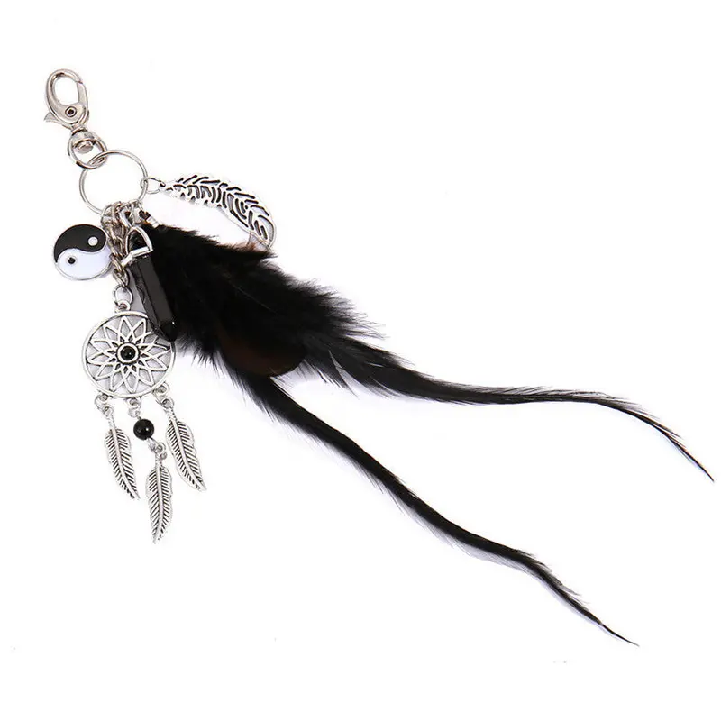 Bohemia Key Chain Chaveiro Dreamcatcher Feather Keychain Bag Plush Key Ring Car Key Small Pendant Llaveros Fast Shipping Feida 1