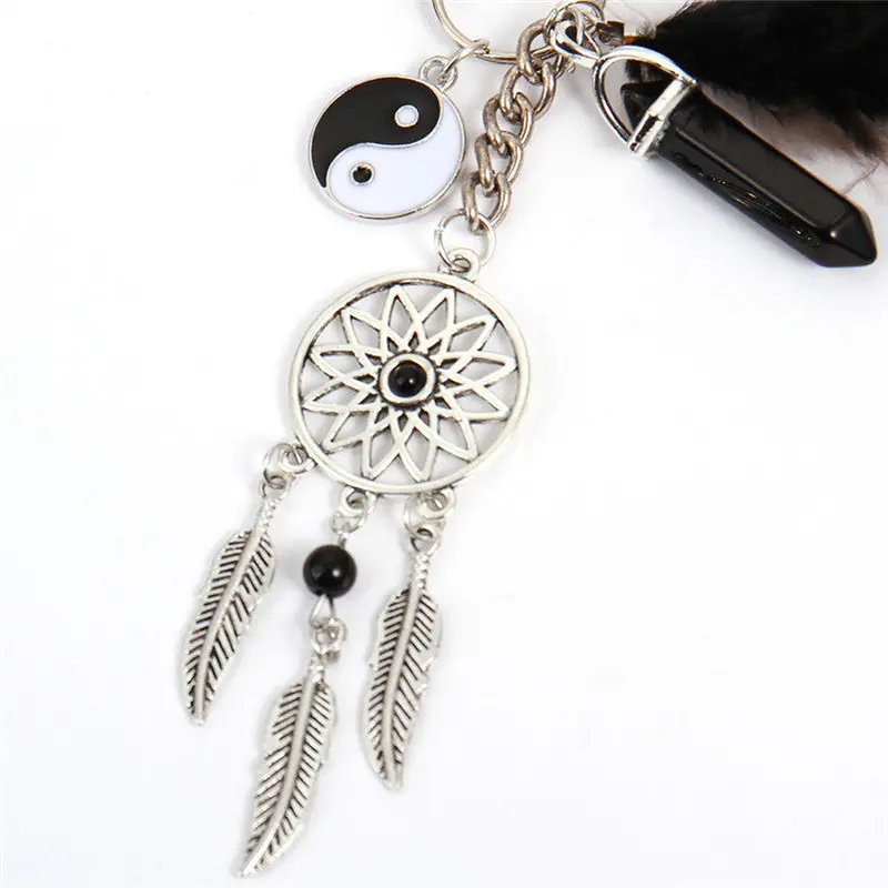 Bohemia Key Chain Chaveiro Dreamcatcher Feather Keychain Bag Plush Key Ring Car Key Small Pendant Llaveros Fast Shipping Feida 2