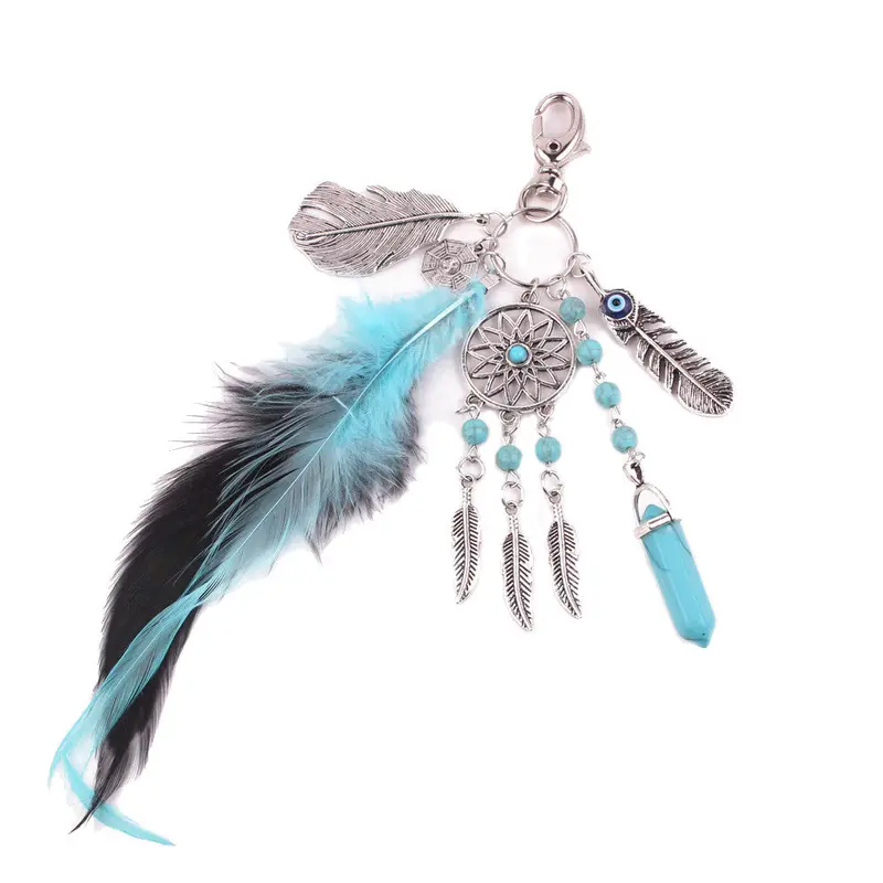 Bohemia Porta Chaves Dreamcatcher Key-Rings Feather Keychain Bag Key Ring Car Key Pendant Llaveros Cool Gifts Girls Key Chain 1