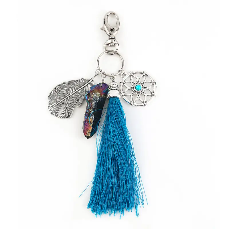 Bohemia Style Vintage Retro Indian Dream Catcher Key Chain Dream Catcher Charm Car Key Ring Turquoise Dull 10.5X3 Cm 1