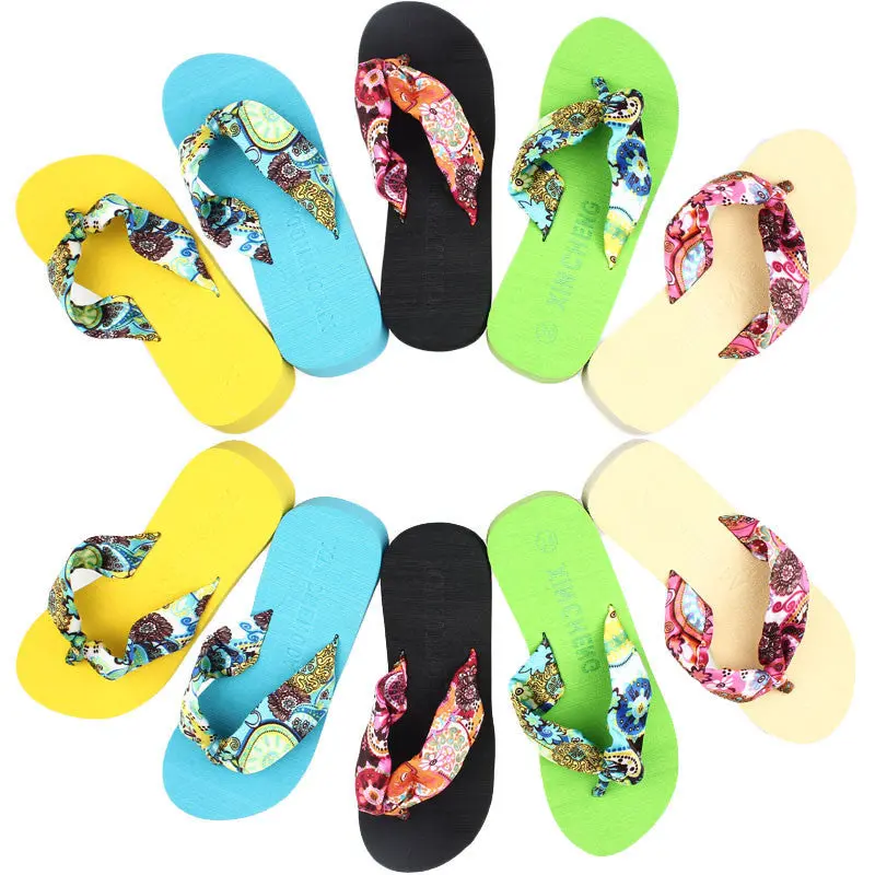 Bohemia Women Flip Flops Platform Wedges Women Sals Woman Flip Slippers Beach Platform Slippers Shoes 6