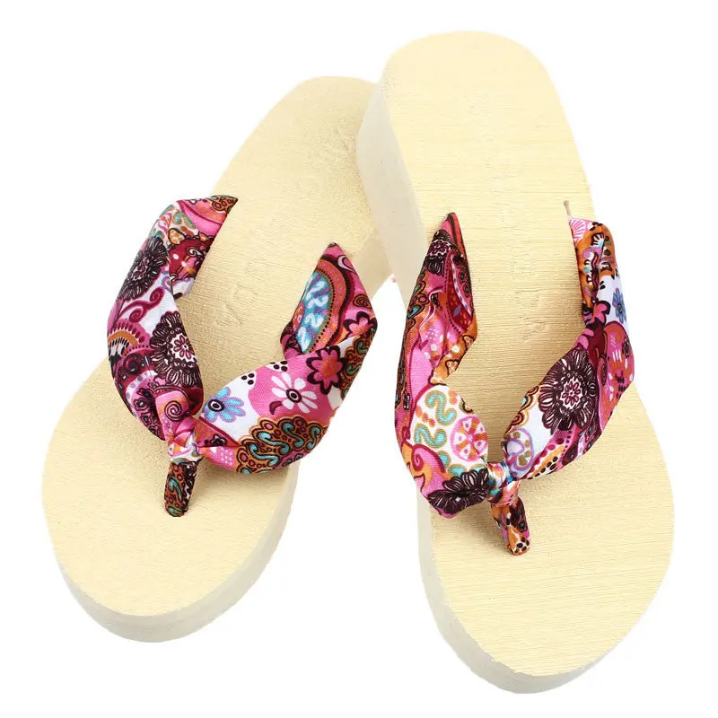 Bohemia Women Flip Flops Platform Wedges Women Sals Woman Flip Slippers Beach Platform Slippers Shoes 9