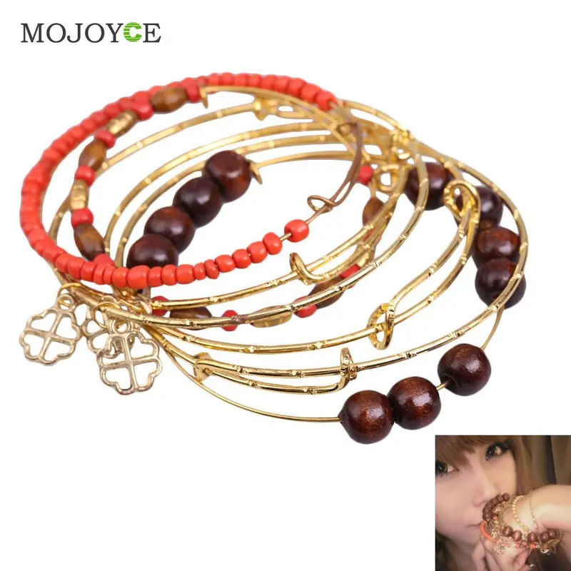 Bohemian Style Lady Retro Multilayer Cross Pendant Pine Bead Alloy Bracelet 2