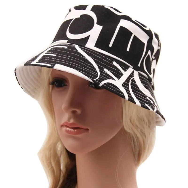 Bohemian Style Printing Stripe Lattice Women's Sun Hat Bucket Hat 1