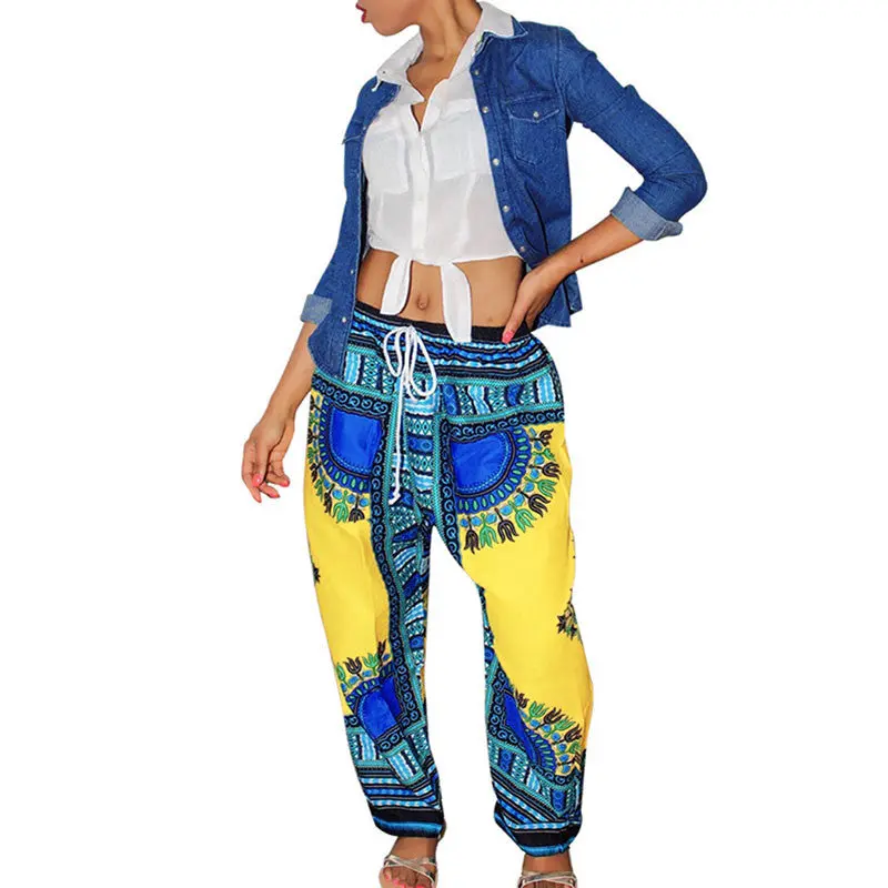Boho-Inspired Wide-Leg Trousers for Women – African Print Palazzo Pants