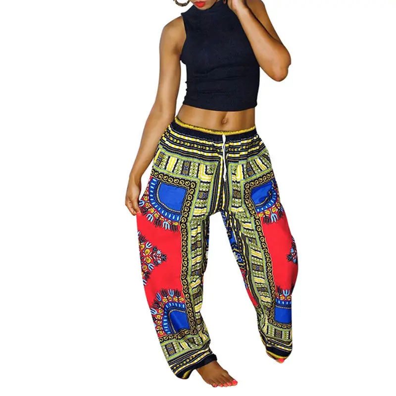 Boho-Inspired Wide-Leg Trousers for Women – African Print Palazzo Pants