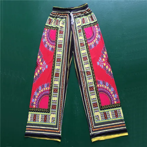Boho Tribal Print Wide-Leg Palazzo Pants – Plus Size & Six Color Options
