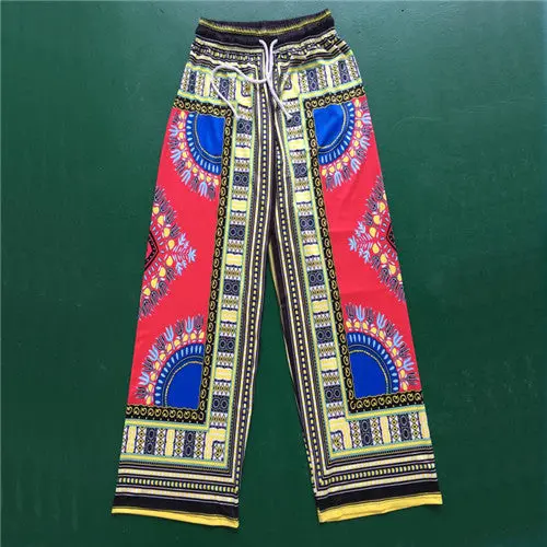 Boho Tribal Print Wide-Leg Palazzo Pants – Plus Size & Six Color Options