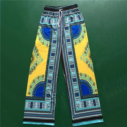Boho Tribal Print Wide-Leg Palazzo Pants – Plus Size & Six Color Options