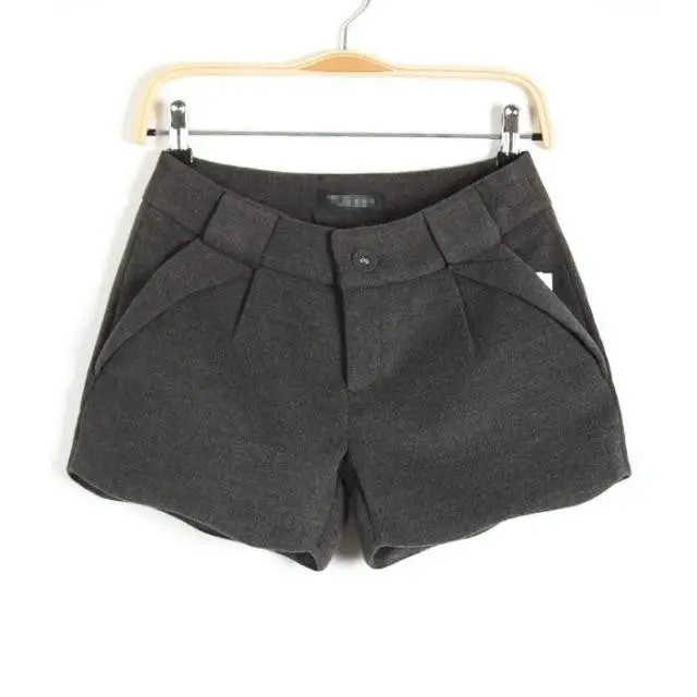 Boot Cut Jeans Woolen Solid Shorts Women Full Lined With Xl Size Formal Lady Office Shorts J0199 1