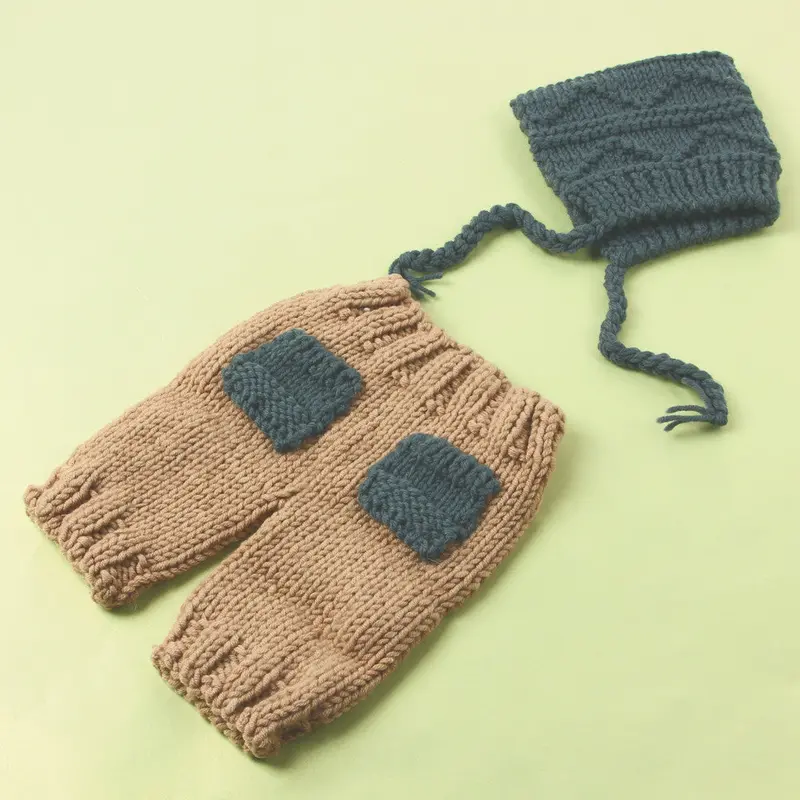 Born Baby Boy Crochet Knit Costume Po Pography Prop Outfit Hat Pants For 0 To 4 Months 1