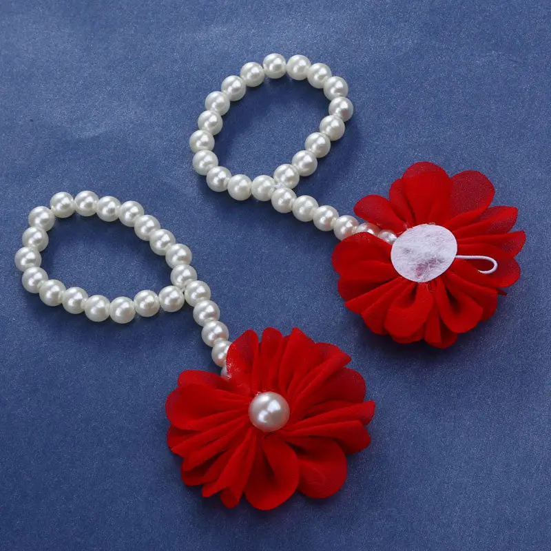 Born Baby Girls Flower Pearl Flower Foot B Toe Rings First Walker Barefoot Anklet Chain For Kids 1