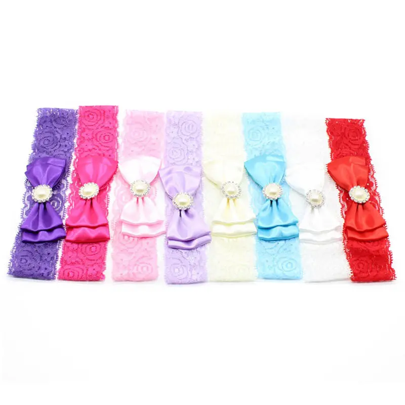 Born Baby Headb Girl Toddler Lace Bowknot Pearl Hair B 8 Colors Headb Accessories 1