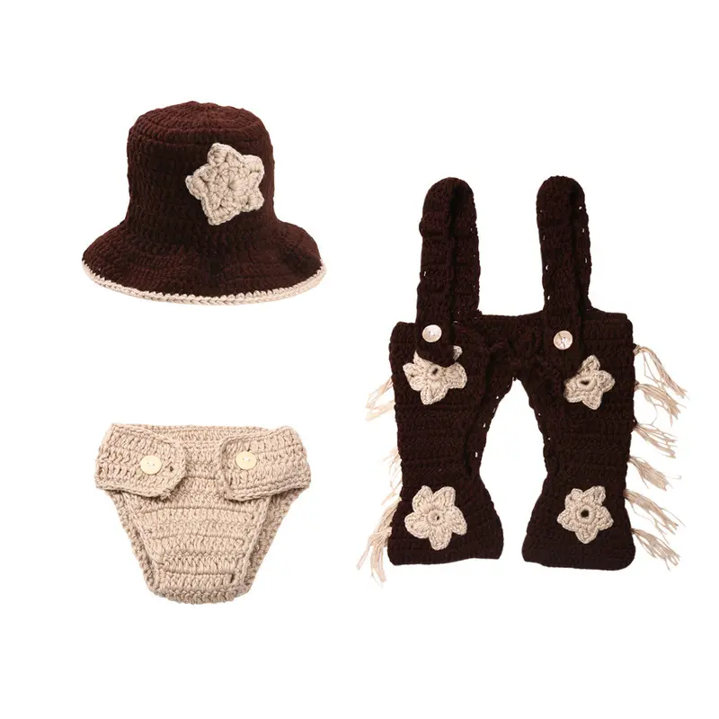 Born Baby Pography Props Gentleman Cowboy Knitting St Hat Pants Baby Clothing Accessories 0-4 Months 2