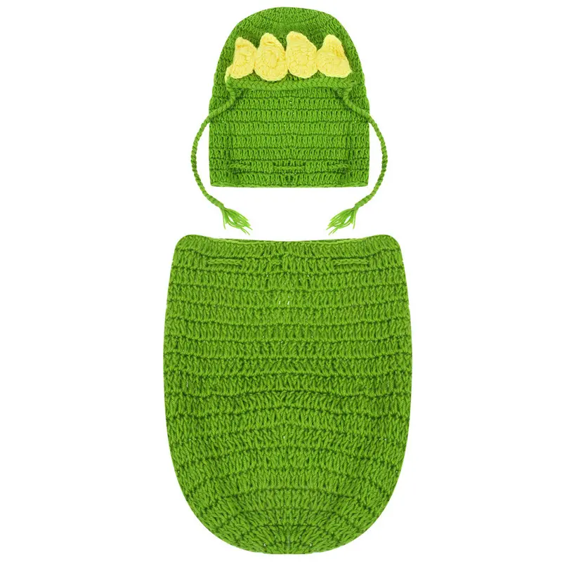 Born Baby Pography Props Infant Knit Crochet Costume Green St Outfits Beanie+ Pants Baby Shower Gift 1