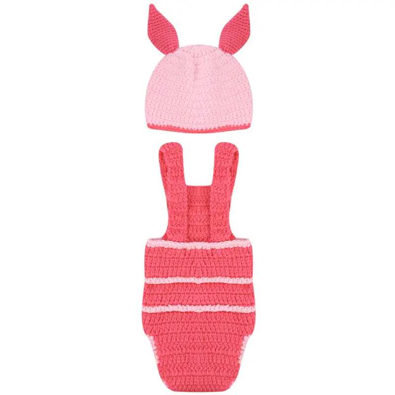 Born Baby Prop Pink Bunny Hat Diaper Cover Baby Hat Born Pography Props Costume Rabbit Baby Caps Fotografia 1