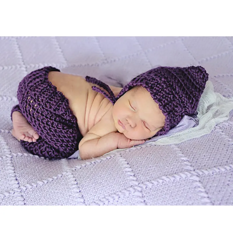 Born Pography Props Baby Girls Boys Crochet Knit Costume Po Pography Prop Purple 1