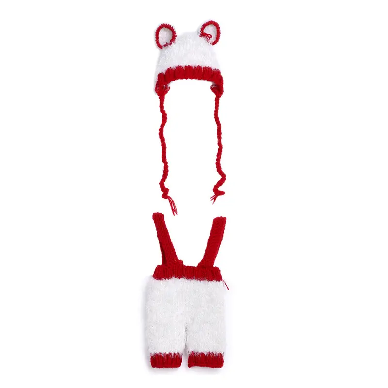 Born Pography Props Baby Girls Boys Hat Ear+ Legging Crochet Knit Costume White 1