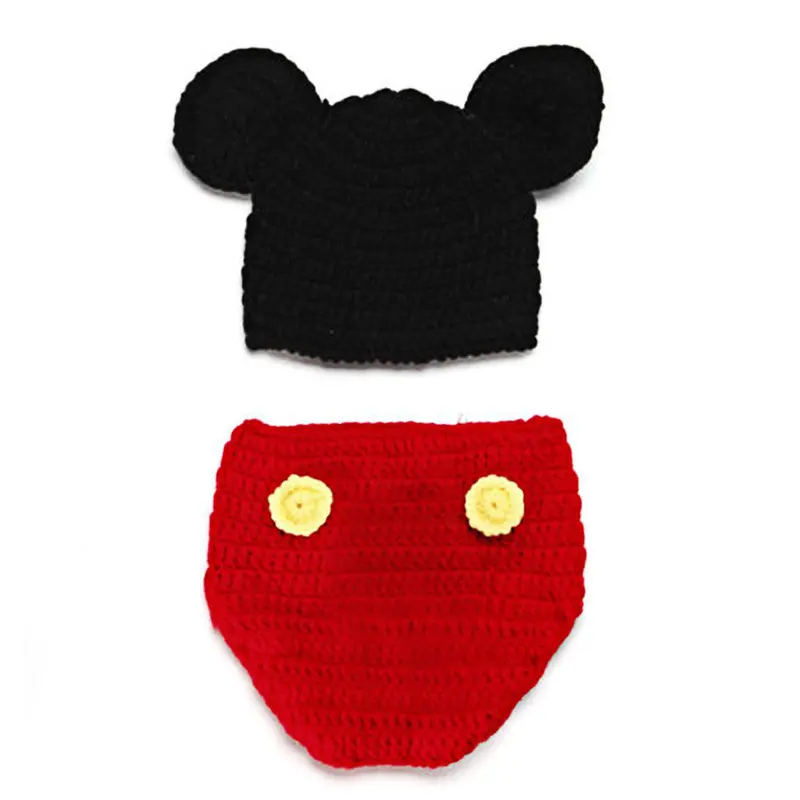 Born Pography Props Baby Shoes Mouse Baby Girls Boys Crochet Knit Costume Po Pography Prop Outfit 1