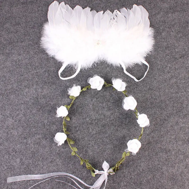 Born Pography Props Hairb Angel Feather Wings Baby Girl Leaves Headb Hair Head Bs Po Shoot Accessories 1