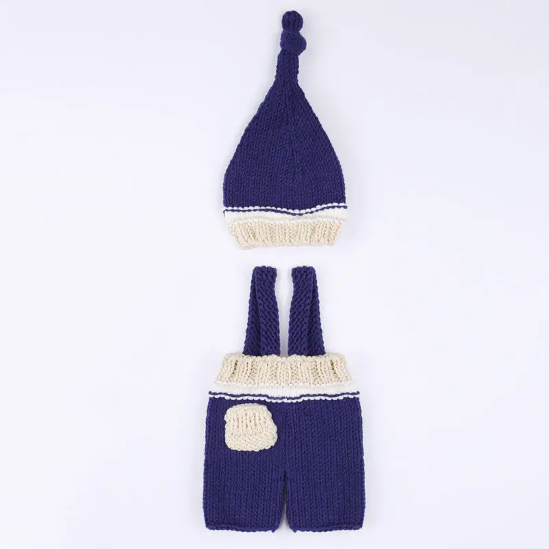 Born Pography Props Hmade Costume Knitted Crochet Born Baby Po Props Baby Hats Blue 0-4 Months 2