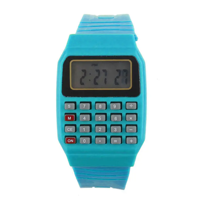 Boy Girl Watch Unsex Silicone Multimulti Time Electronic Clocks Wrist Calculator Watch Digital Relogio 1