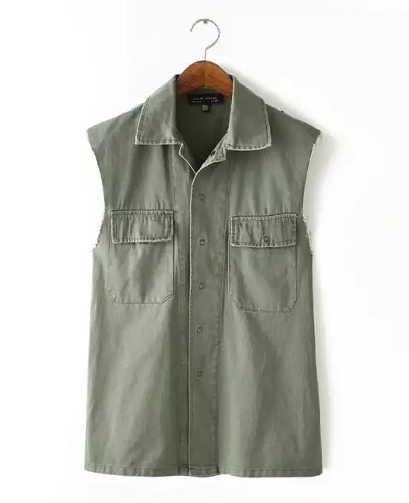 Boyfriend Lapel Pockets On Front Back Letter Print Vest Women's Military Casual Sleeveless Jacket Waistcoat Coat 1
