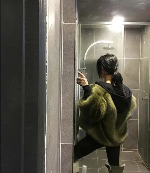 Boyfriend V Neck Long Hairy Shaggy Faux Fox Fur Jackets Woman Army Green Loose Faux Fur Coat Outerwear 4