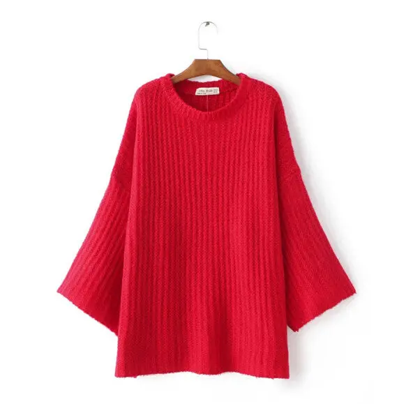 Boyfriend Vertical Stripe Line O Neck Knitted Sweater Women Long Sleeve Knitted Loose Pullover Sweater 3 Colors 2