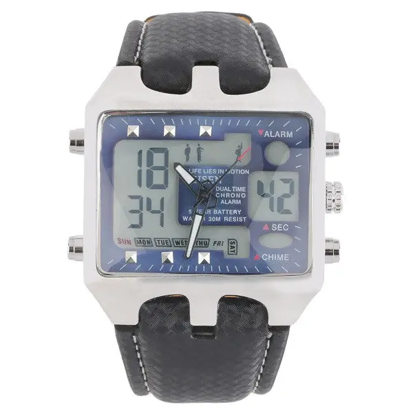 Boy'swaterproof Dual Time Display Led Sports Wrist Watch 1