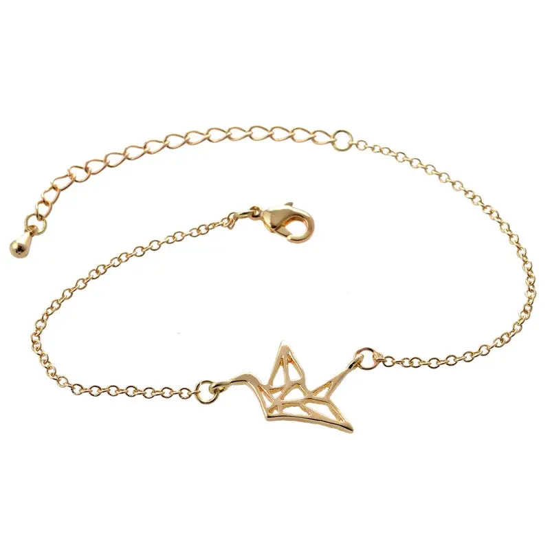 Bracelet Cute Animal Origami Crane Chain Bracelet Vintage Bird Charm Gold Bracelet Party Gifts B021 2