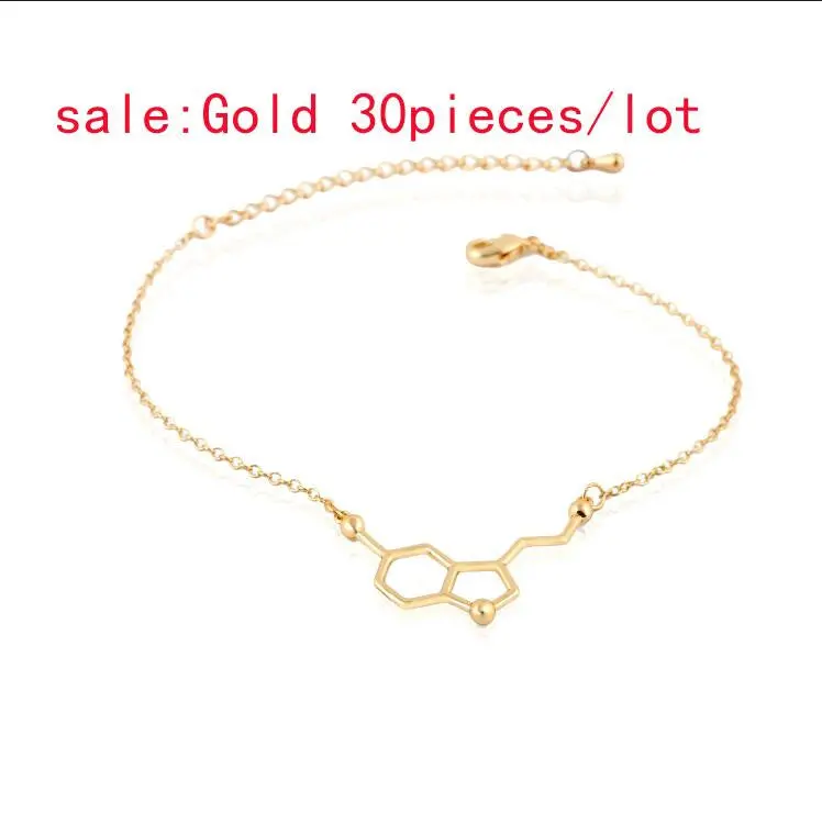 Bracelet Serotonin Molecule Chain Link Bracelet Chemical Structure Charm Bracelet 10Pcs30pc-B035 2