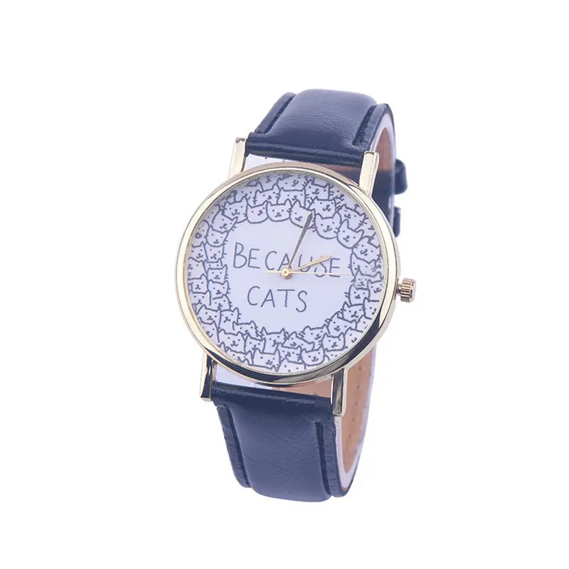 Bracelet Watch Montre Because Cats Leather Band Analog Quartz Watch Women Wristwatches Famous Dropshipping Feida 2