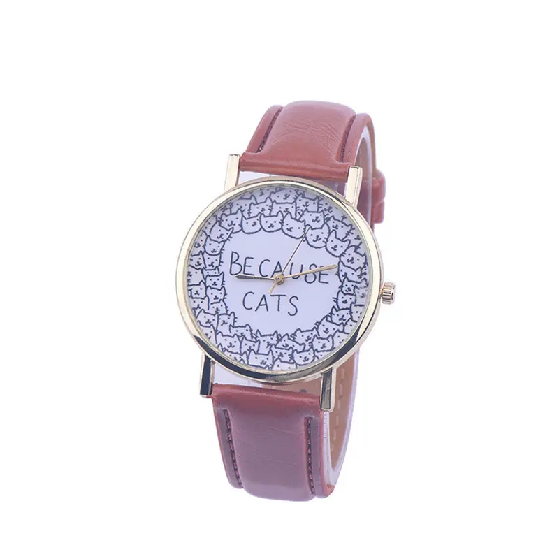 Bracelet Watch Montre Because Cats Leather Band Analog Quartz Watch Women Wristwatches Famous Dropshipping Feida 3