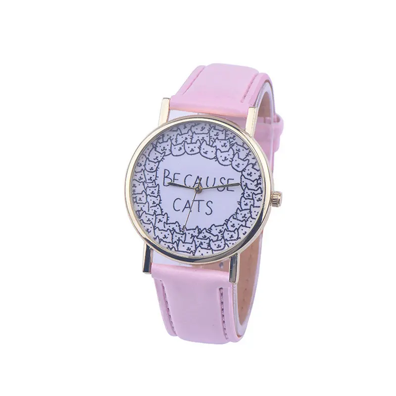 Bracelet Watch Montre Because Cats Leather Band Analog Quartz Watch Women Wristwatches Famous Dropshipping Feida 4