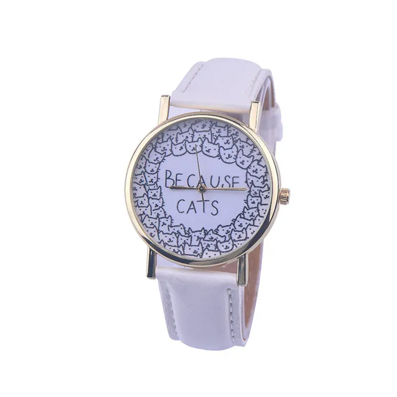 Bracelet Watch Montre Because Cats Leather Band Analog Quartz Watch Women Wristwatches Famous Dropshipping Feida 5
