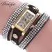 Bracelet Watch Rhinestone Crystal Relogio Feminino Pu Leather Dress Clock Gift 1
