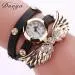 Bracelet Watch Rhinestone Crystal Relogio Feminino Wing Pattern Pu Leather Band Dress Clock Gift 1