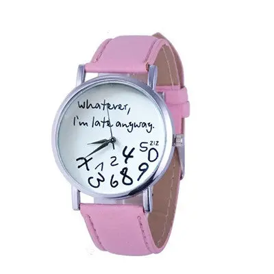 Bracelet Watch Women Casual Clock Women Men Leather Watch Wathever I Am Late Anyway Letter Print Relogio 7