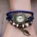 Bracelet Watch Women Dress Clock Vintage Design Weave Wrap Pu Leather Leaf Beads Wrist Quartz Relogio Feminino 4