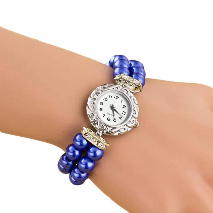 Bracelet Watch Women Ladies Students Fashion Quartz-Watchclock Imitation Golden Pearl Chain Wrist Watches Quartz 1