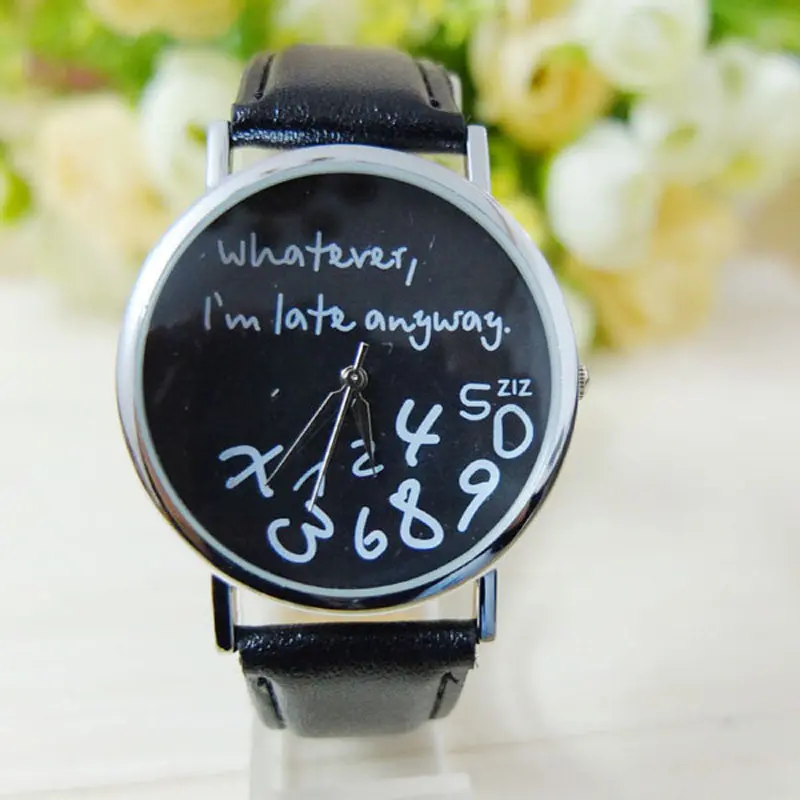 Bracelet Watch Women Pu Leather Watches Whatever I Am Late Anyway Letter Relogio Feminino Dress Clock 2