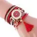 Bracelet Watch Women Rhinestone Crystal Dress Clock Weave Pu Leather Lady Relogio Feminino 5