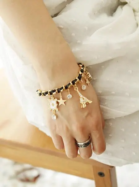 Bracelets & Bangles Multi-Element Gold Chain Rope Crystal Bracelet Feida 2