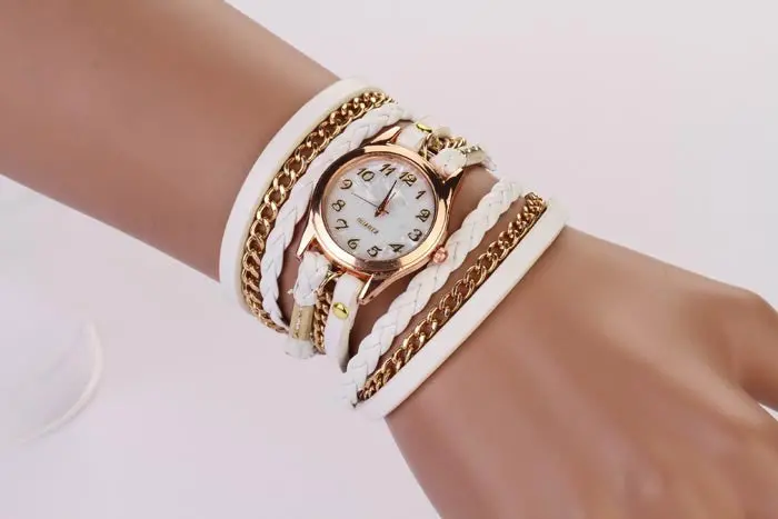 Braided Winding Rivet Bracelet Watches Relogio Feminino Leathe Women's Analog Quartz Wrist Watch Mujer Montre 1