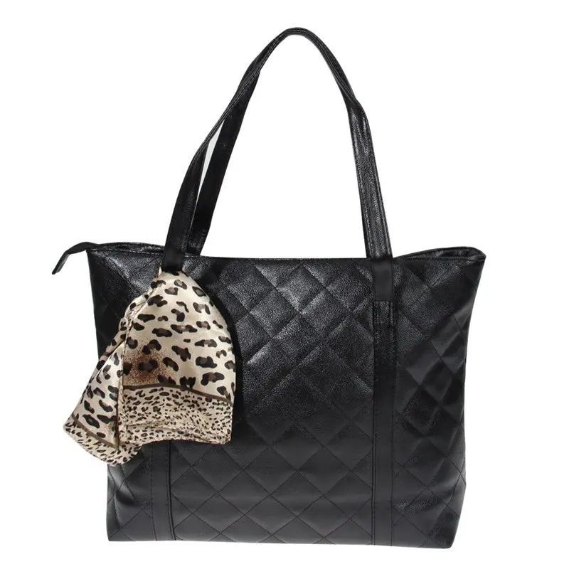 Brand Big Women Pu Leather Diamond Lattice Handbag Shoulder Bag Tote Hand Bags Black/Red Color Bolsas Femininas Sac A Main 1